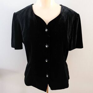 Vintage Another Thyme Black Velvet Button Down Jacket